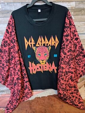 New Def Leppard Graphic With Boho Bat Wings Handcrafted